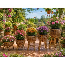 Set of 5 Rattan Inflated Pots Set of 5 Rattan Inflated Pots